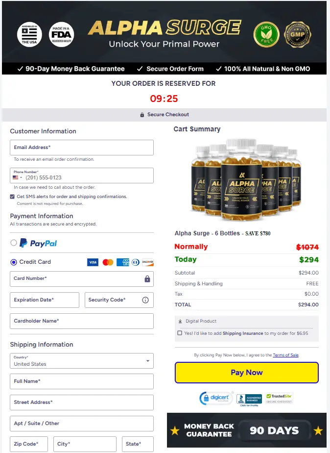 Alpha Surge Checkout Page